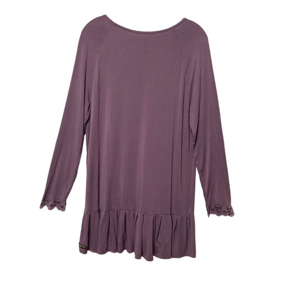 Matilda Jane Purple Peplum Tunic Top Button Lace Detail Long Sleeve Women's Sz L - Picture 2 of 7